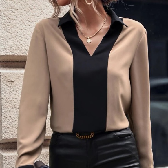 Two Tone Collared Blouse - Picture 11 of 15